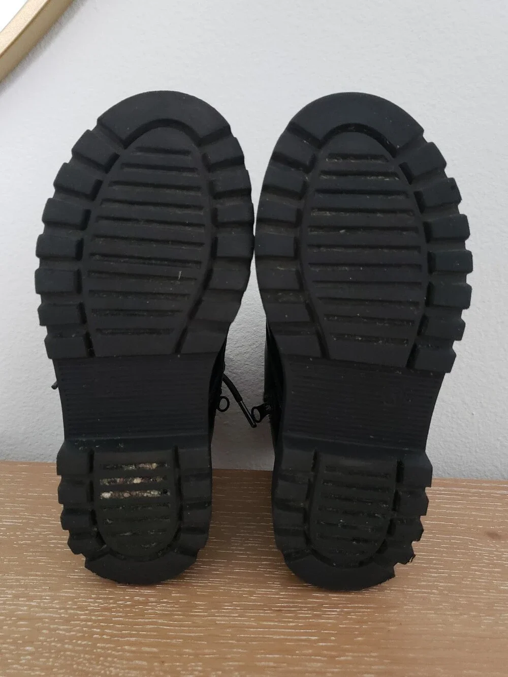 Girls Black Lace-Up Combat Boots with Decorative Beads